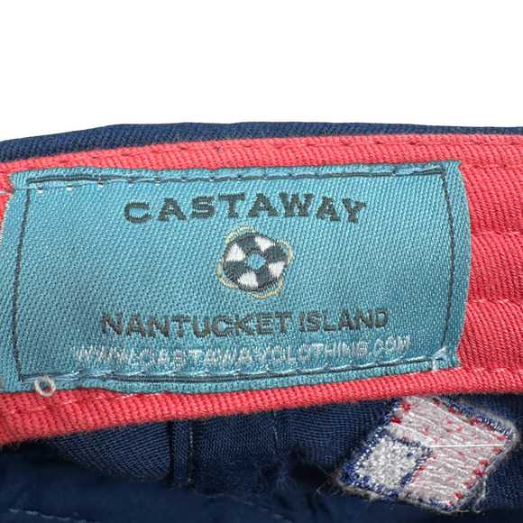 Castaway Nantucket American US Flag Dad Hat Blue Embroidery Strapback Cap AOP - Picture 7 of 7